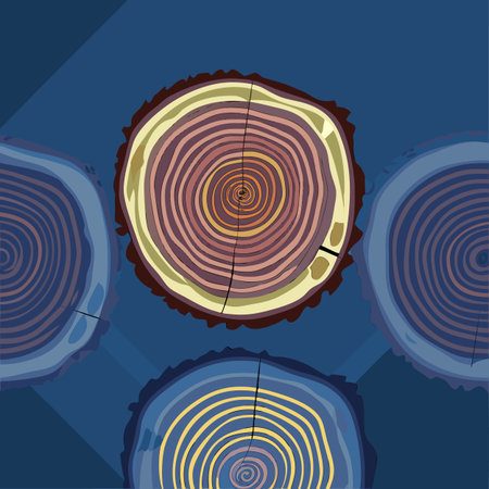 Cross section of the tree. Wood texture with annual rings. Vector illustration.のイラスト素材