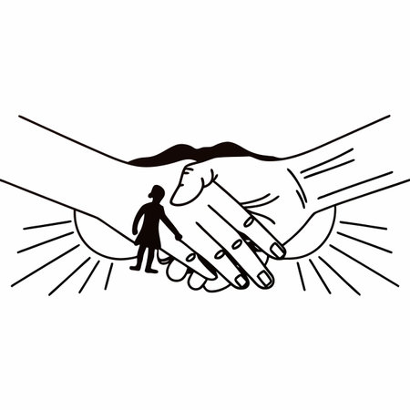 Handshake of a man and a woman. Handshake concept. Vector illustration.のイラスト素材