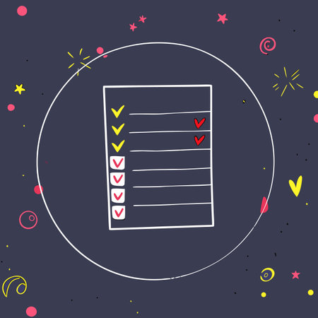 Checklist with check marks. Vector illustration in doodle style.のイラスト素材