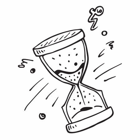 Hand drawn hourglass. Vector illustration in doodle style.