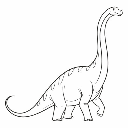 A friendly flat design illustration of a long-necked brontosaurus dinosaur, perfect for children's educational materials.のイラスト素材