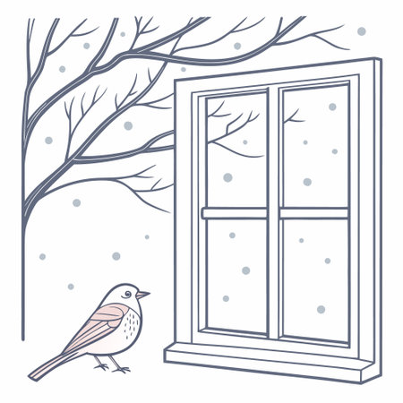 A romantic and simple vector illustration of a couple holding hands during winter, depicting love and companionship in February.のイラスト素材