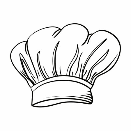 A clean flat vector graphic of a chef's hat, symbolizing culinary expertise, fine dining, and the food service industry on a white background.のイラスト素材
