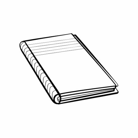 An isolated flat vector notebook illustration suitable for business, education, and stationery designs.のイラスト素材