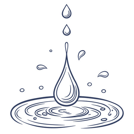 A simple and elegant blue water droplet design representing purity and environmental conservation.のイラスト素材