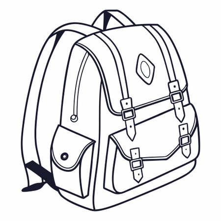 Flat vector illustration of a backpack, suitable for school, trekking, and travel concepts.のイラスト素材