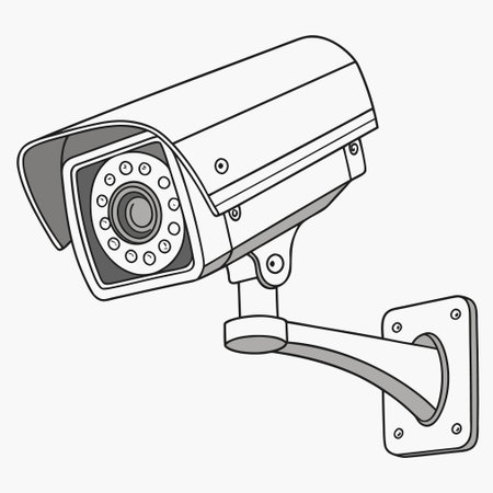 Clean flat vector icon of a security camera, perfect for technology and smart home themes.のイラスト素材