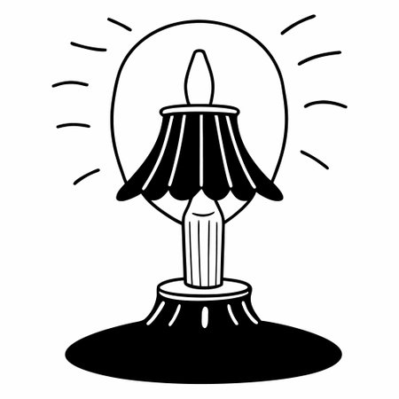 A professional and clean vector illustration of a modern bedside lamp on a white background.のイラスト素材