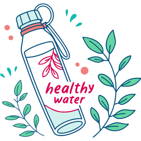 A clean flat vector illustration of a healthy reusable water bottle isolated on white.のイラスト素材