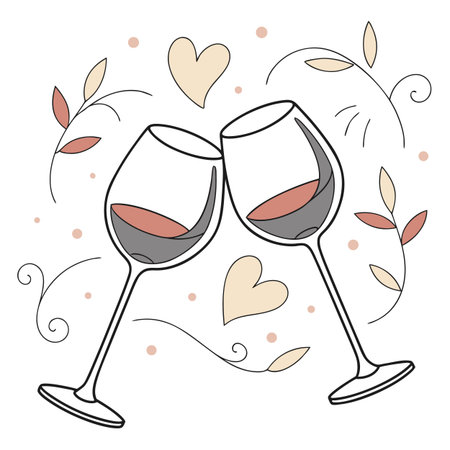 A clean vector illustration of a framed painting with heart designs for February interior styling.のイラスト素材