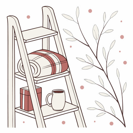 Modern vector art depicting a quiet snowy scene with abstract trees and rolling hills in February.のイラスト素材