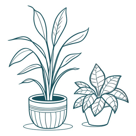 A stylish vector graphic of a potted indoor plant, perfect for home decor and interior design concepts.のイラスト素材