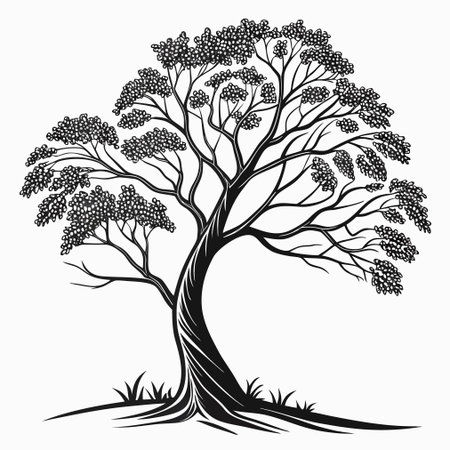 A clean and simple vector graphic of a deciduous tree, perfect for environmental and landscape designs.のイラスト素材