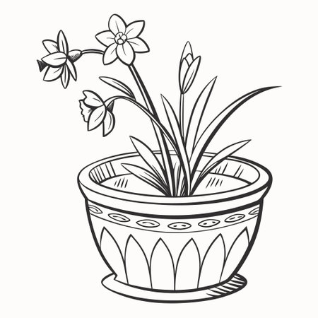 Elegant minimalist representation of a potted plant, ideal for home design and gardening themes.のイラスト素材