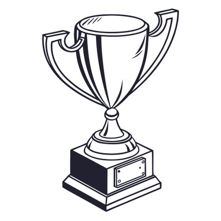 Modern minimalist vector graphic of a trophy cup symbol used for rewards and victory.のイラスト素材