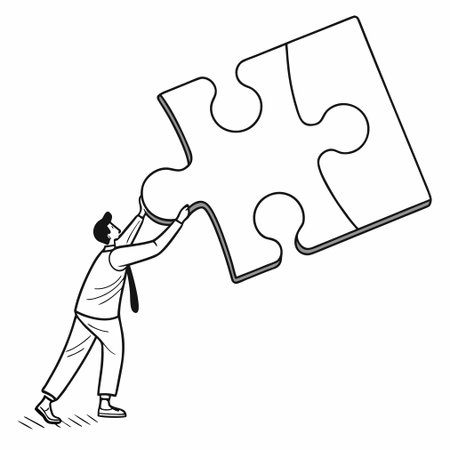 A simple, clean vector illustration of a white puzzle piece, symbolizing connection, problem-solving, or completion.のイラスト素材