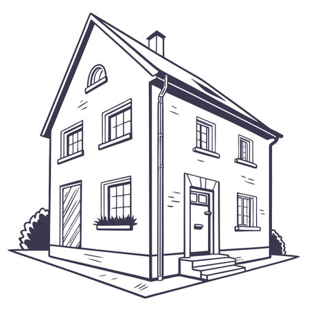 A straightforward vector illustration of a house exterior, useful for real estate, housing, or property themes on a white background.のイラスト素材
