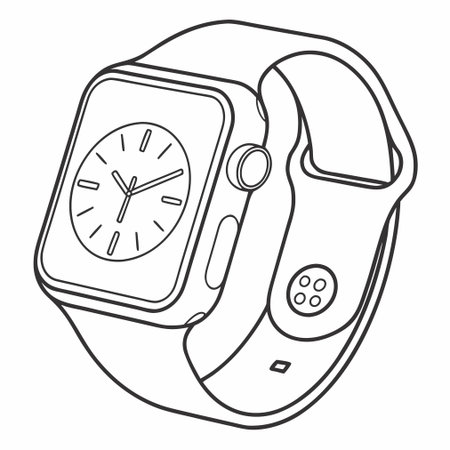 A clean vector icon of a smartwatch screen, suitable for technology, apps, and wearable devices.のイラスト素材