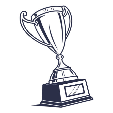 A clean and simple vector illustration of a winner's trophy cup against a solid white background.のイラスト素材