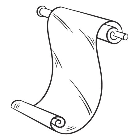 A minimalist vector illustration of a white paper scroll, conveying history, documents, or old messages.のイラスト素材