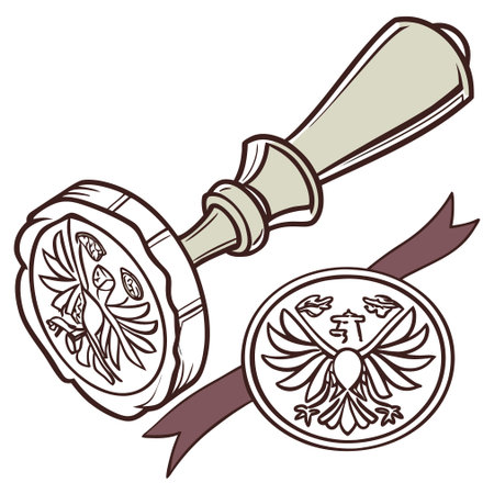 A vector illustration of a traditional wax seal stamp, set against a white background, representing official approval, authenticity, and vintage charm.のイラスト素材