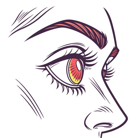 This vector illustration presents a detailed close-up of a human eye, representing themes of vision, insight, and the act of seeing.のイラスト素材