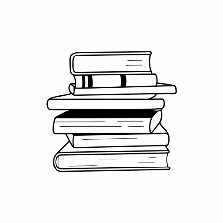 Vector illustration of a stack of books, symbolizing knowledge, education, learning, literature, and research on a white background.のイラスト素材