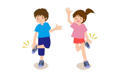 Women and men doing hand clap exercisesのイラスト素材