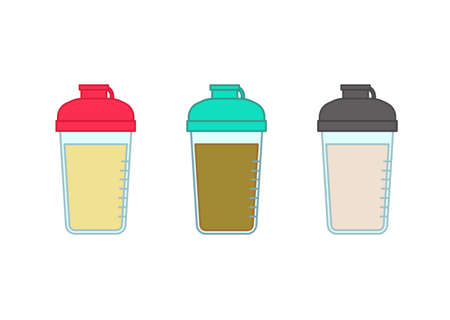 Protein drinks of various colors in shakerのイラスト素材