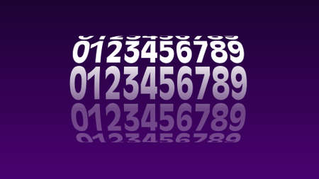 zero to nine numbers in a row ,3D digits with nice rotational cylindrical shape and multicolored backgroundの写真素材