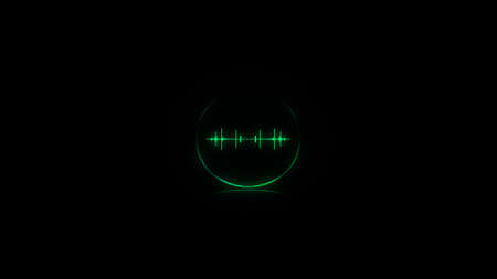 colorful sound wave inside a globe equalizer. 3d render. Audio spectrum simulation for music, computer calculating, futuristicの写真素材