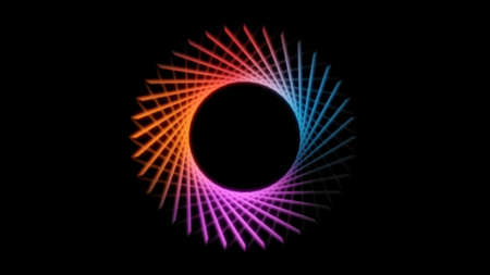 Abstract 3D pattern of circles with nice multicolored shape, 3d render