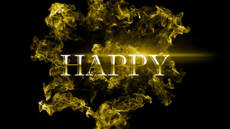 Happy ,text with stylish font nice illuminating wavy effect and colorful background, 3d renderの写真素材