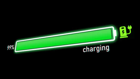 Electric Charging Progress bar, electric vehicle or phone battery indicator showing an increasing...