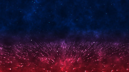 Abstract Digital and futuristic galaxy background with illuminated and glowing light and shiny stars. Abstract background for business,technology, science or any presentation projects, 4k ,3D renderの写真素材