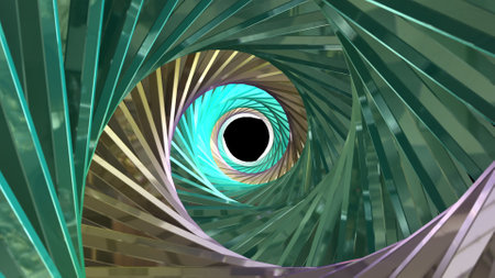 Sci-Fi Triangular Seamless Tunnel with nice environmental Light reflections, Abstract Background, 3D...
