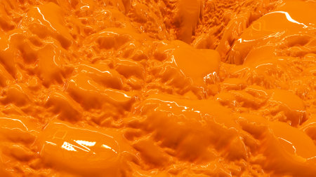 Hyper realistic melting glossy and shiny yellow formless plastic paint liquid background, abstract background, formless plastic paint liquid, 3D renderの写真素材