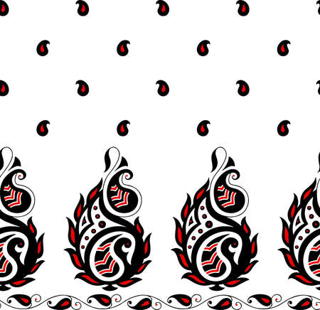 ornamental paisley border and small paisley patternのイラスト素材