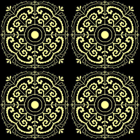 ornamental round flower setのイラスト素材