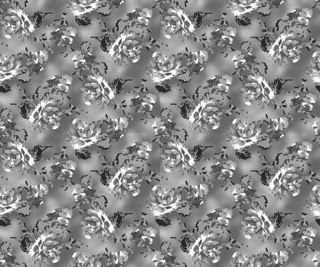 Seamless pattern with spring flowers and leaves. Hand drawn background. floral pattern for wallpaper or fabric. Flower rose. Botanic Tile.の写真素材