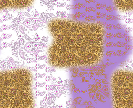 Paisley Floral Pattern. Seamless Ornamental Indian fabric patterns. colorful backgroundの写真素材