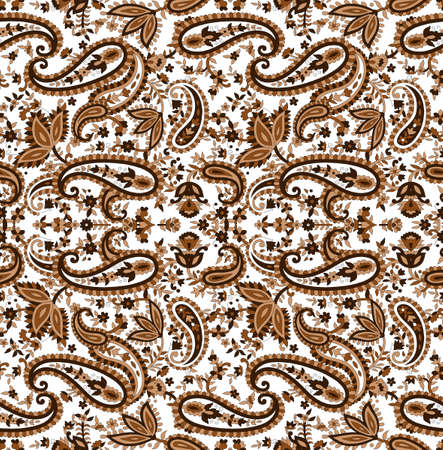 Colorful Paisley pattern for textile, cover, wrapping paper, web. Ethnic wallpaper with decorative elements. Indian decorative backdrop. Vector indonesian batikの写真素材