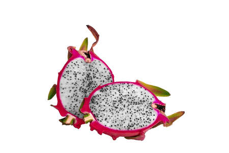 Exotic Thai Fruit. Dragon fruit - Geow Mangon. Isolated on white.の写真素材