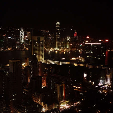 The beautiful skyline of Hong Kong at night