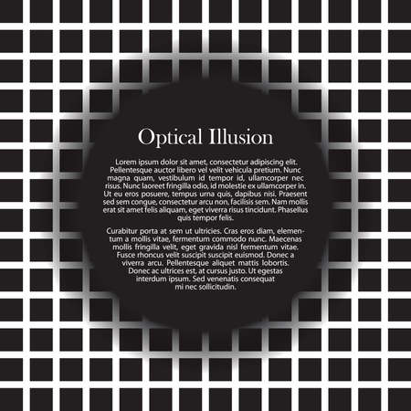 A vector illustration of the Hermann grid optical illusion with a glowing black circle in the center.  Faint black dots seem to appear at the intersection or the white lines.のイラスト素材