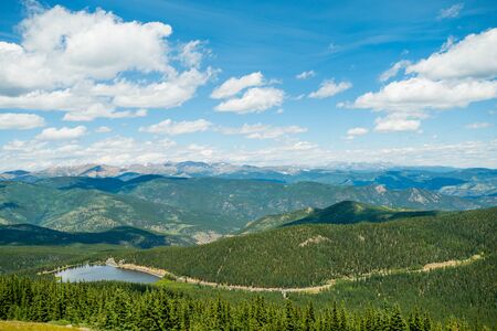 Rocky Mountains Trees and Rocks in Colorado Blue Skyの写真素材