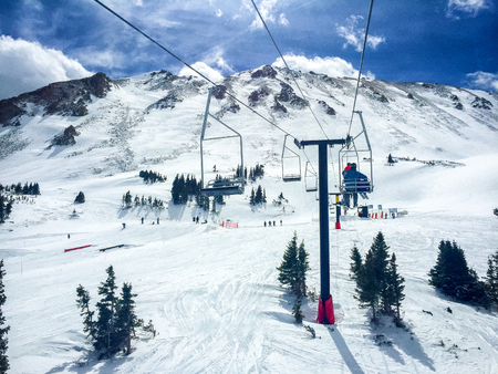 Chairlift at Loveland Colorado Skiing Mountainの写真素材
