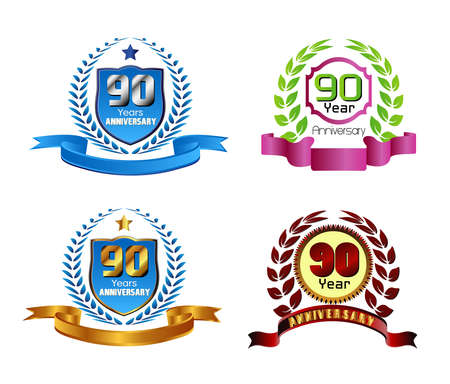 90 years anniversary laurel wreath vectorのイラスト素材