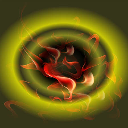 Abstract burning fire circle green backgroundのイラスト素材