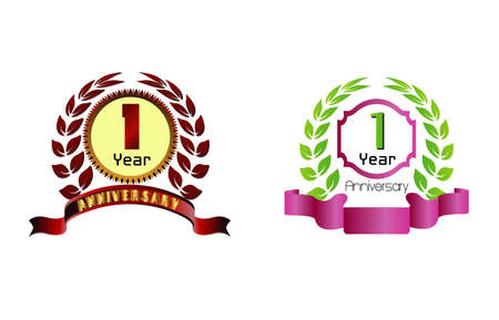 1 years anniversary laurel wreath vectorのイラスト素材